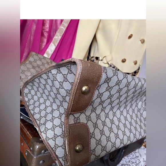 Rare Vintage GUCCI GG Monogram Tote Bag Purse Handbag Carry On Luggage Duffle GG - Picture 11 of 12